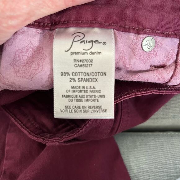 Revolve Paige Burgundy Maroon Denim Low Rise Skinny Stretch Jegging Jean Pant 29 - Picture 11 of 15